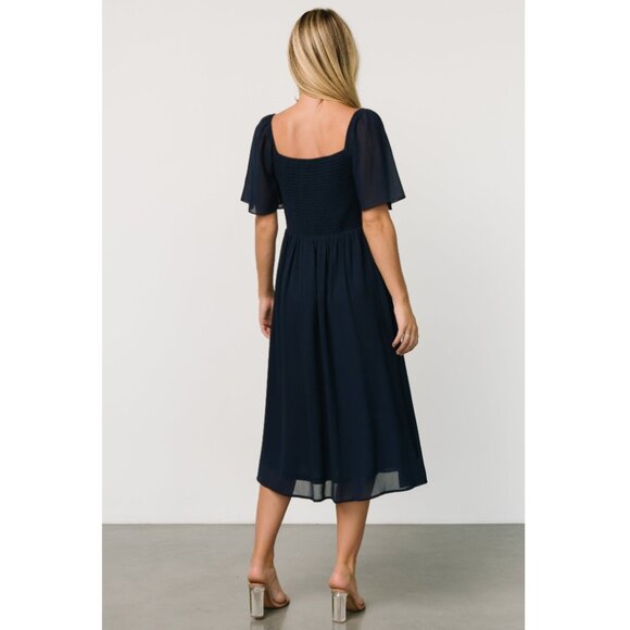 NWT Baltic Born | Colette Sweetheart Midi Dress Navy Blue | Size Large - Picture 5 of 14